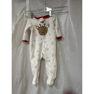 new Carter's Just One You Long Sleeve Footed Reindeer Sleeper white 0-3 mo